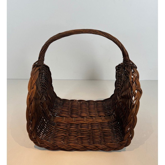 Image 1 of Vintage rattan log holder, France 1970