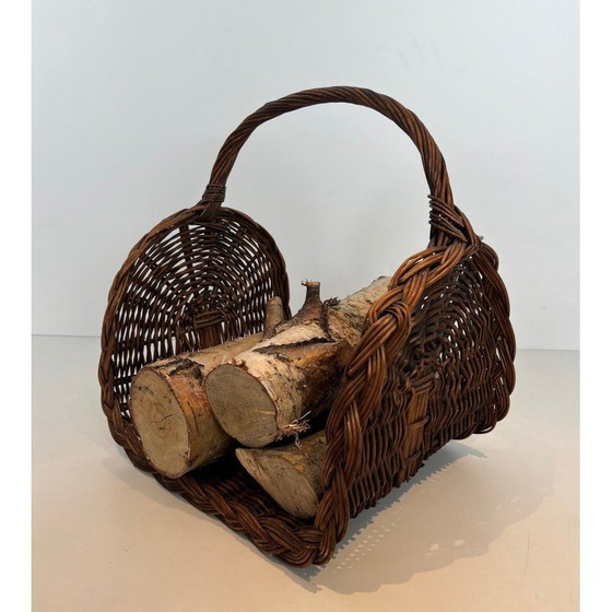 Image 1 of Vintage rattan log holder, France 1970