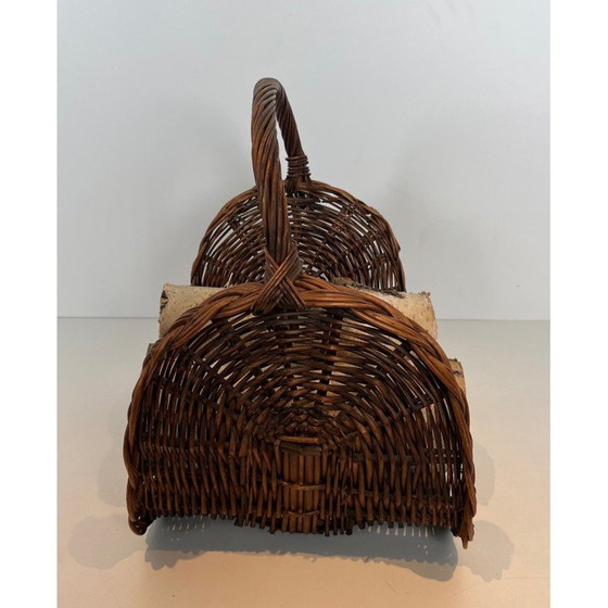 Image 1 of Vintage rattan log holder, France 1970