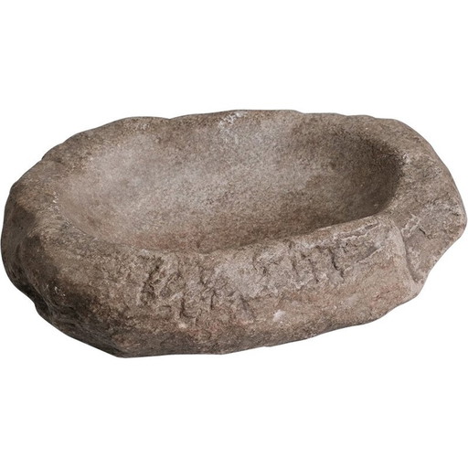 Vintage primitive stone bowl, 1920s