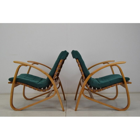 Image 1 of Pair of vintage beechwood armchairs by Jan Vaněk, Czechoslovakia 1930s