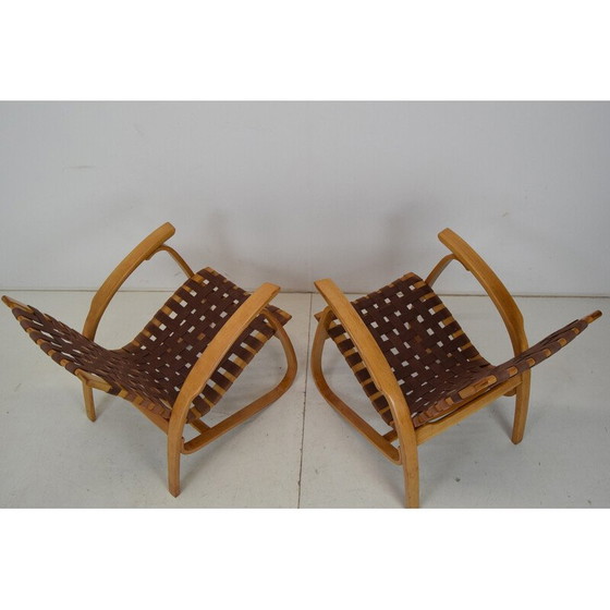 Image 1 of Pair of vintage beechwood armchairs by Jan Vaněk, Czechoslovakia 1930s
