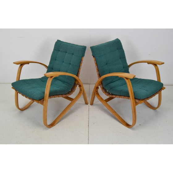 Image 1 of Pair of vintage beechwood armchairs by Jan Vaněk, Czechoslovakia 1930s