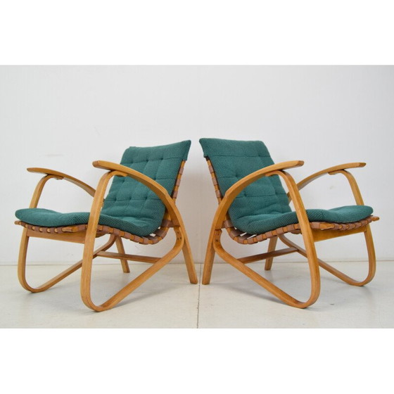 Image 1 of Pair of vintage beechwood armchairs by Jan Vaněk, Czechoslovakia 1930s