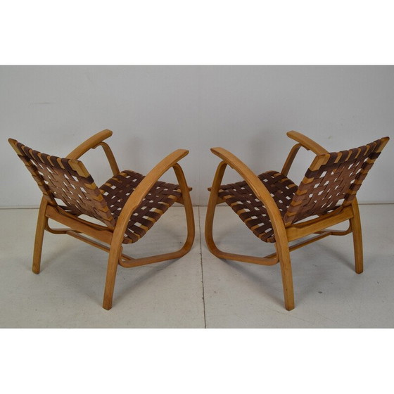 Image 1 of Pair of vintage beechwood armchairs by Jan Vaněk, Czechoslovakia 1930s