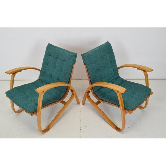 Image 1 of Pair of vintage beechwood armchairs by Jan Vaněk, Czechoslovakia 1930s
