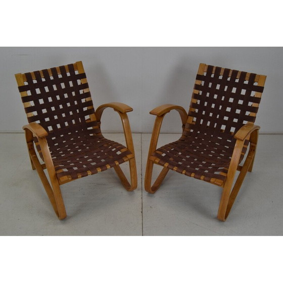 Image 1 of Pair of vintage beechwood armchairs by Jan Vaněk, Czechoslovakia 1930s