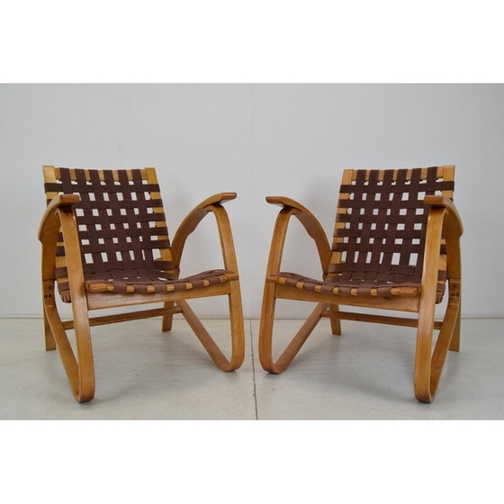Image 1 of Pair of vintage beechwood armchairs by Jan Vaněk, Czechoslovakia 1930s