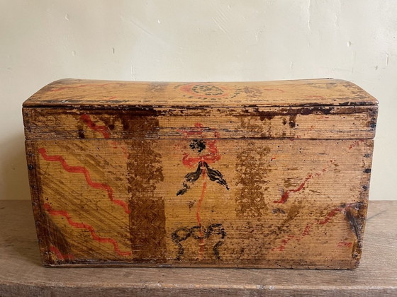 Image 1 of Antique Handpainted Bridal Chest French