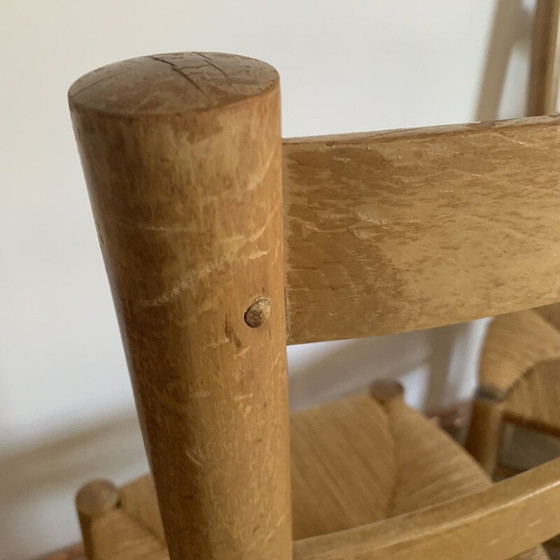 Image 1 of Set of 4 vintage wood and straw chairs