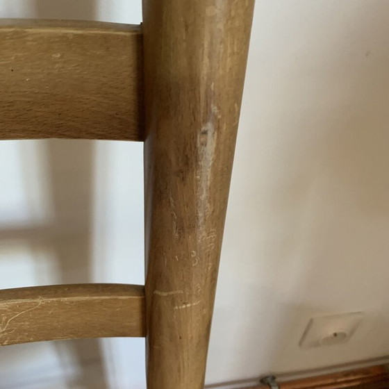 Image 1 of Set of 4 vintage wood and straw chairs