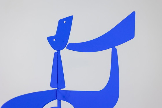 Image 1 of Antonine De Saint Pierre. Blue "Bugler" sculpture. Contemporary.