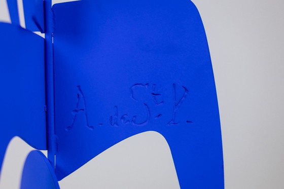 Image 1 of Antonine De Saint Pierre. Blue "Bugler" sculpture. Contemporary.