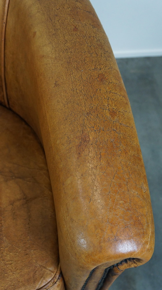 Image 1 of 2 x sheep leather club chairs with a vintage look