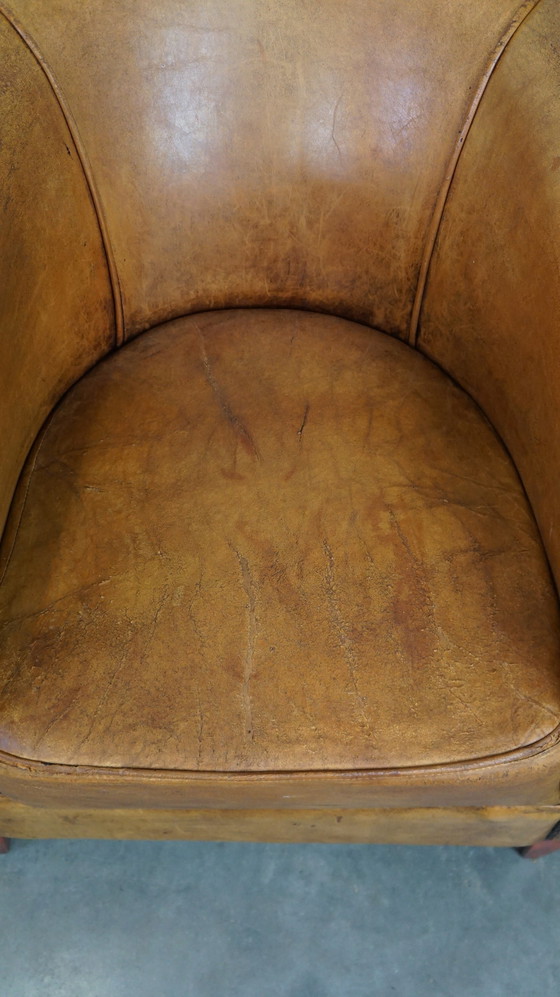 Image 1 of 2 x sheep leather club chairs with a vintage look