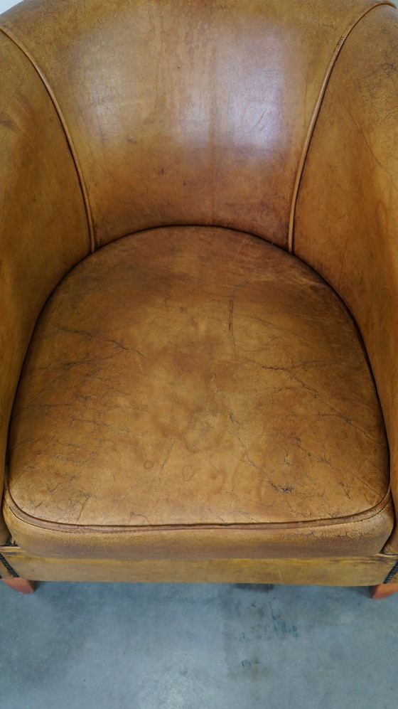 Image 1 of 2 x sheep leather club chairs with a vintage look