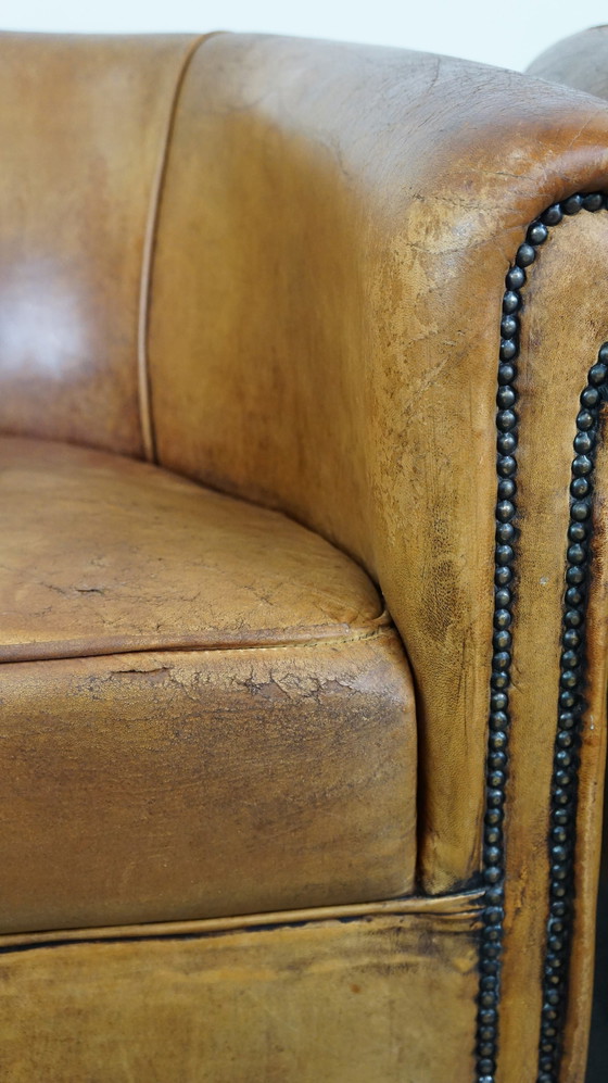 Image 1 of 2 x sheep leather club chairs with a vintage look