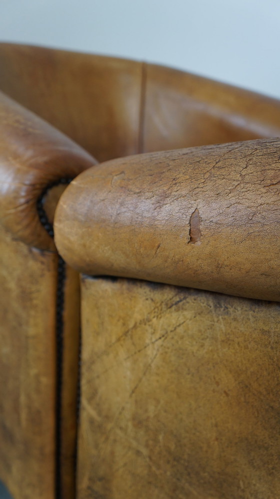 Image 1 of 2 x sheep leather club chairs with a vintage look