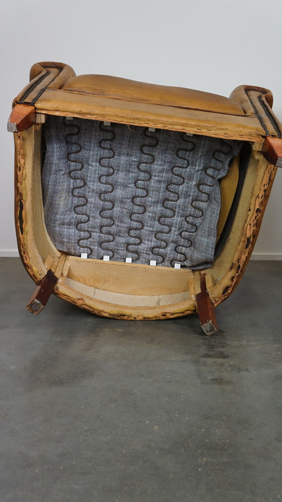 Image 1 of 2 x sheep leather club chairs with a vintage look