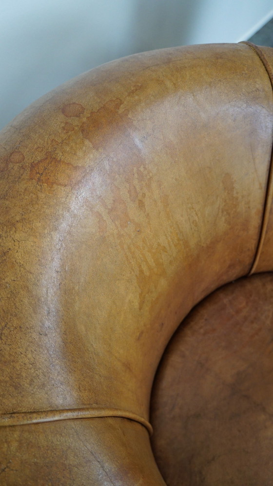 Image 1 of 2 x sheep leather club chairs with a vintage look