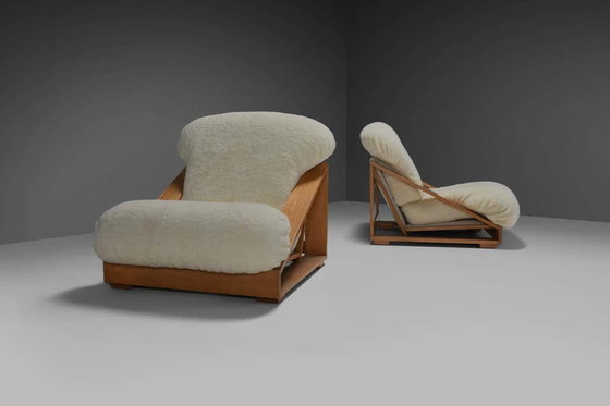 Image 1 of 2x Chaises longues en bois de Stilwood par Renato Toso et Roberto Pamio