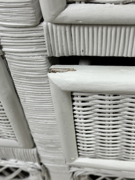 Image 1 of 1980'S White Woven Rattan Curved Chest of Drawers