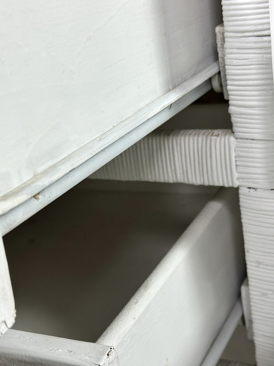 Image 1 of 1980'S White Woven Rattan Curved Chest of Drawers