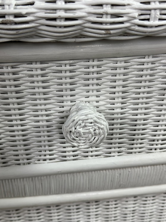 Image 1 of 1980'S White Woven Rattan Curved Chest of Drawers
