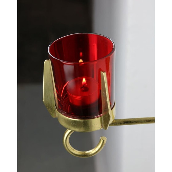 Image 1 of Candeliere da parete vintage in ottone e vetro