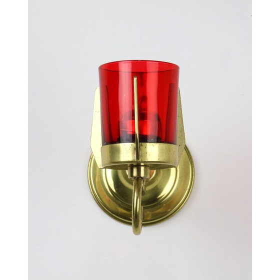 Image 1 of Candeliere da parete vintage in ottone e vetro