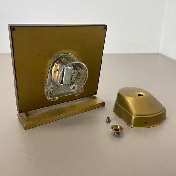 Image 1 of Vintage Hollywood Regency brass and glass table clock by Kienzle, Germany 1960s