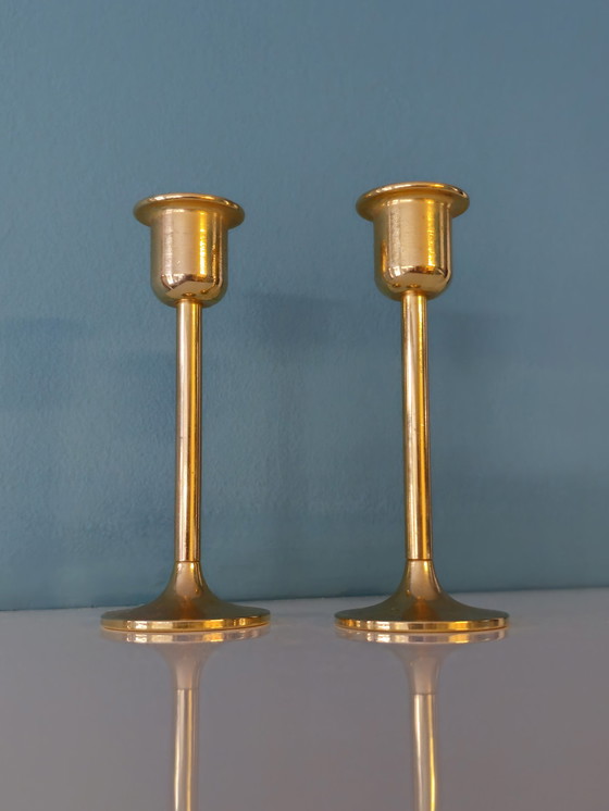 Image 1 of Vintage Siegl Germany 24-carat Candlesks Candlesticks Gold