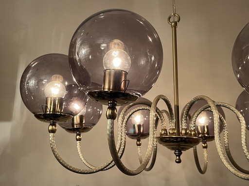 Set of 2 Vintage Gray Spheres Chandelier Pendant Lamp 8 Lights