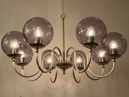 Set of 2 Vintage Gray Spheres Chandelier Pendant Lamp 8 Lights