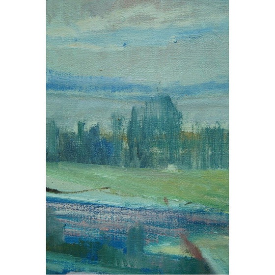 Image 1 of Vintage impressionist landscape in oil on canvas by Carl-Erik Billström Sweden 1970s