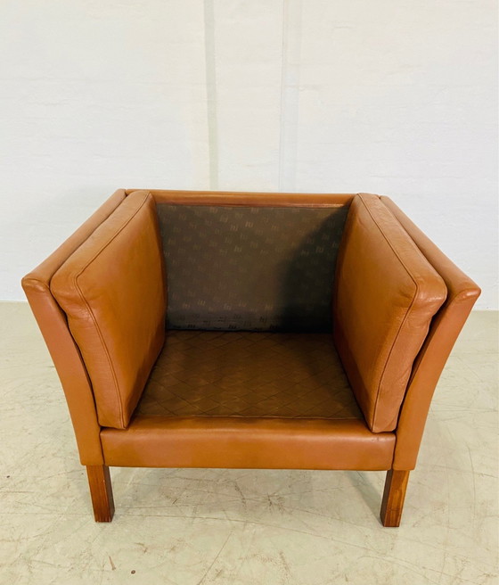 Image 1 of Mid Century Vintage Scandinavian Leather Lounge Chair In Cognac Leather