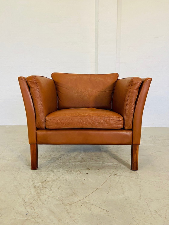 Image 1 of Mid Century Vintage Scandinavian Leather Lounge Chair In Cognac Leather