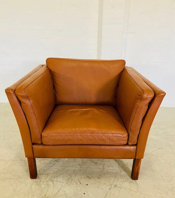 Image 1 of Mid Century Vintage Scandinavian Leather Lounge Chair In Cognac Leather