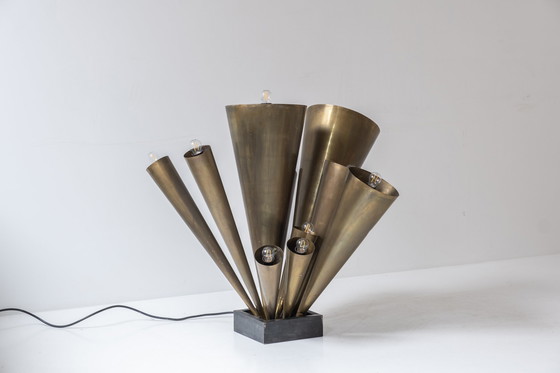 Image 1 of Exceptional brass floor lamp dating from the 1950s.