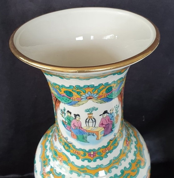 1451 Vintage Oriental Multicolored Vase – Ceramic (photo 4 of 5)