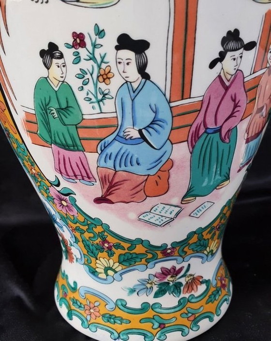 1451 Vintage Oriental Multicolored Vase – Ceramic (photo 3 of 5)