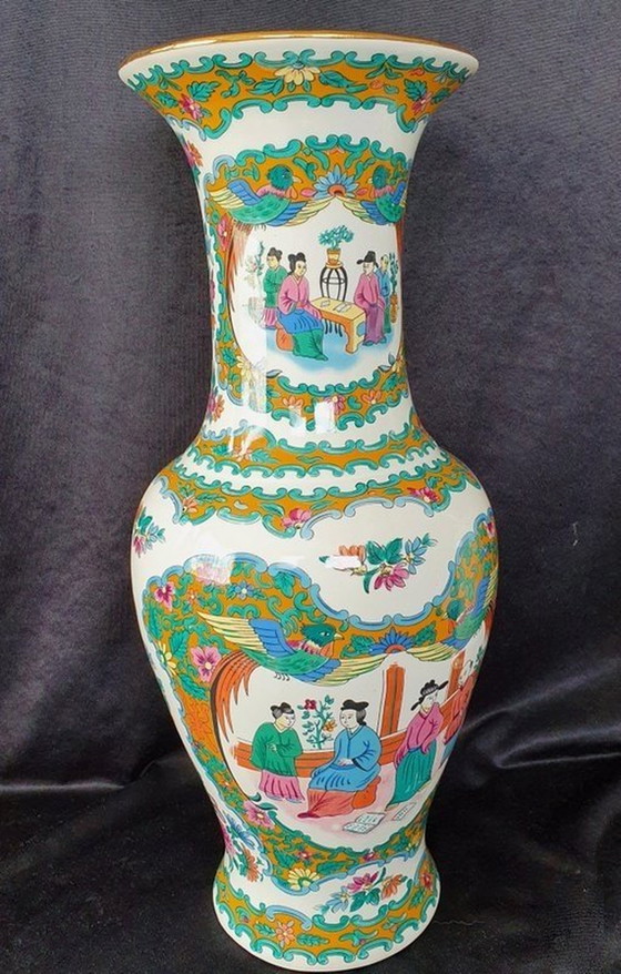 1451 Vintage Oriental Multicolored Vase – Ceramic