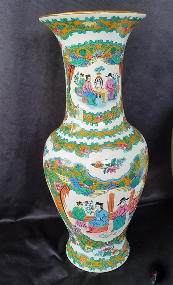 1451 Vintage Oriental Multicolored Vase – Ceramic (photo 2 of 5)