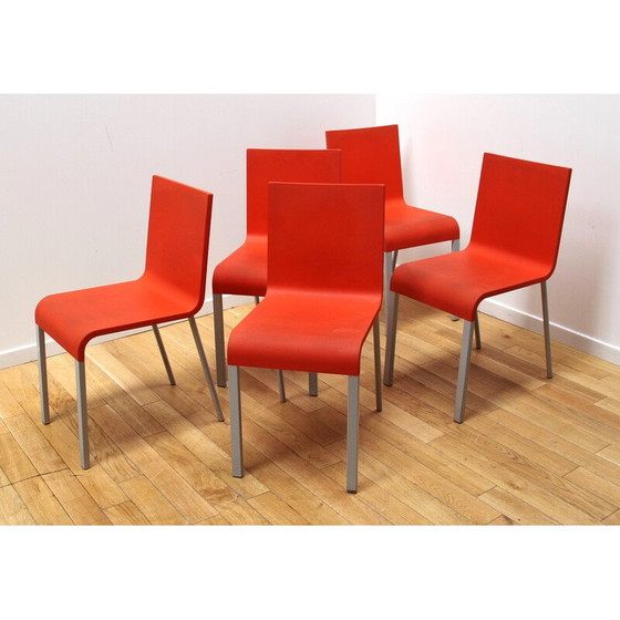 Image 1 of Vintage ".03" chairs in red plastic and metal by Martin Van Severen for Vitra