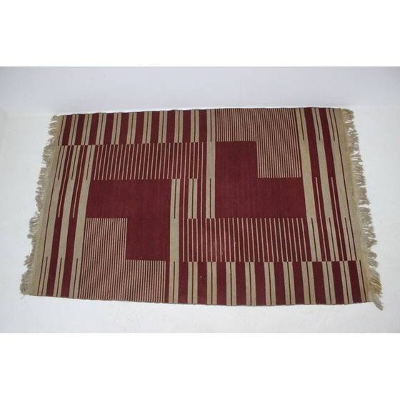 Image 1 of Vintage geometric abstract rug by Antonín Kybal, Czechoslovakia 1948