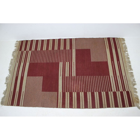 Image 1 of Vintage geometric abstract rug by Antonín Kybal, Czechoslovakia 1948
