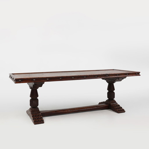 16th Century Primitive Full Oak Spanish Ship Table with Beautiful Patina