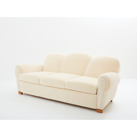 Image 1 of Vintage 3-seater sofa in mohair velvet by Jules Leleu for Edmond Honoré, 1940
