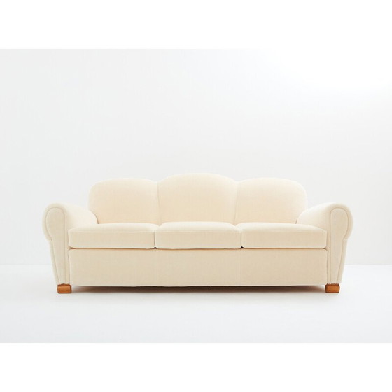 Image 1 of Vintage 3-seater sofa in mohair velvet by Jules Leleu for Edmond Honoré, 1940