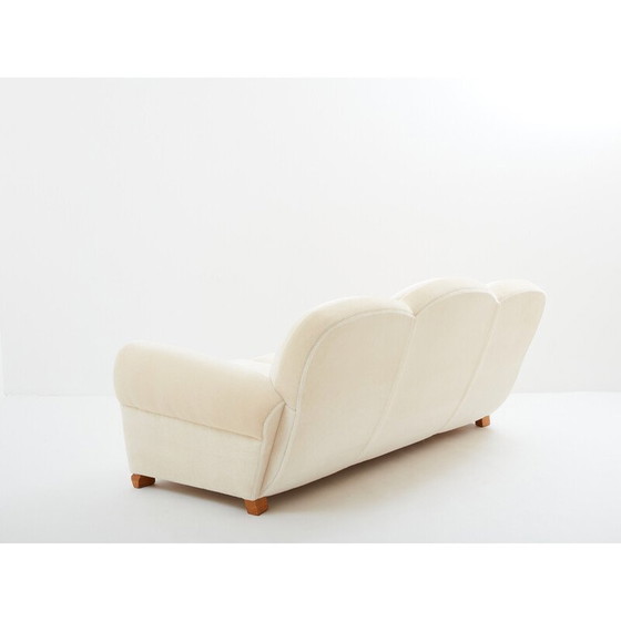 Image 1 of Vintage 3-seater sofa in mohair velvet by Jules Leleu for Edmond Honoré, 1940